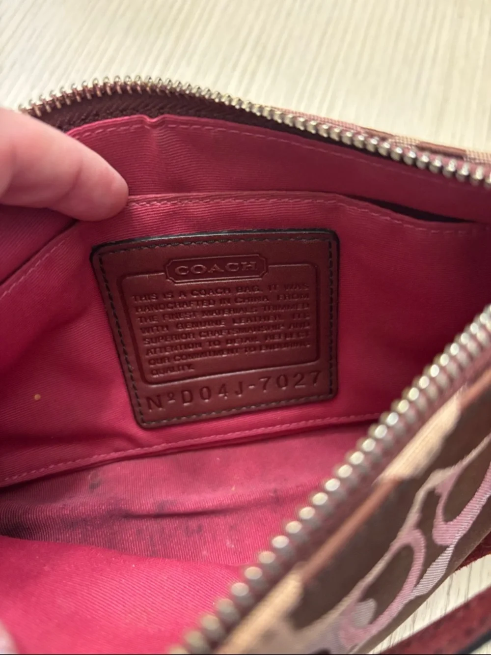 Coach Monogram purse in Burgundy and Pink - Picture 6 of 9